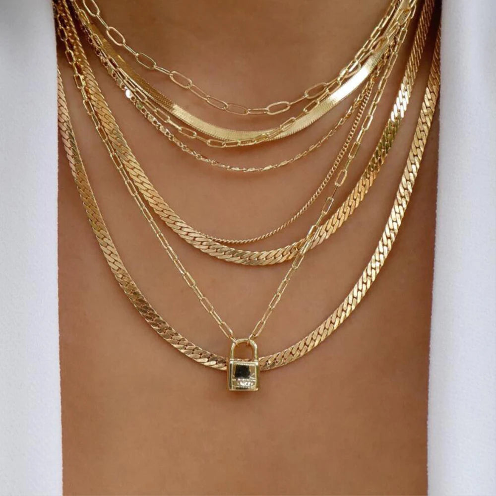 Elegant Gold Color Multi-layer Pendant Necklace