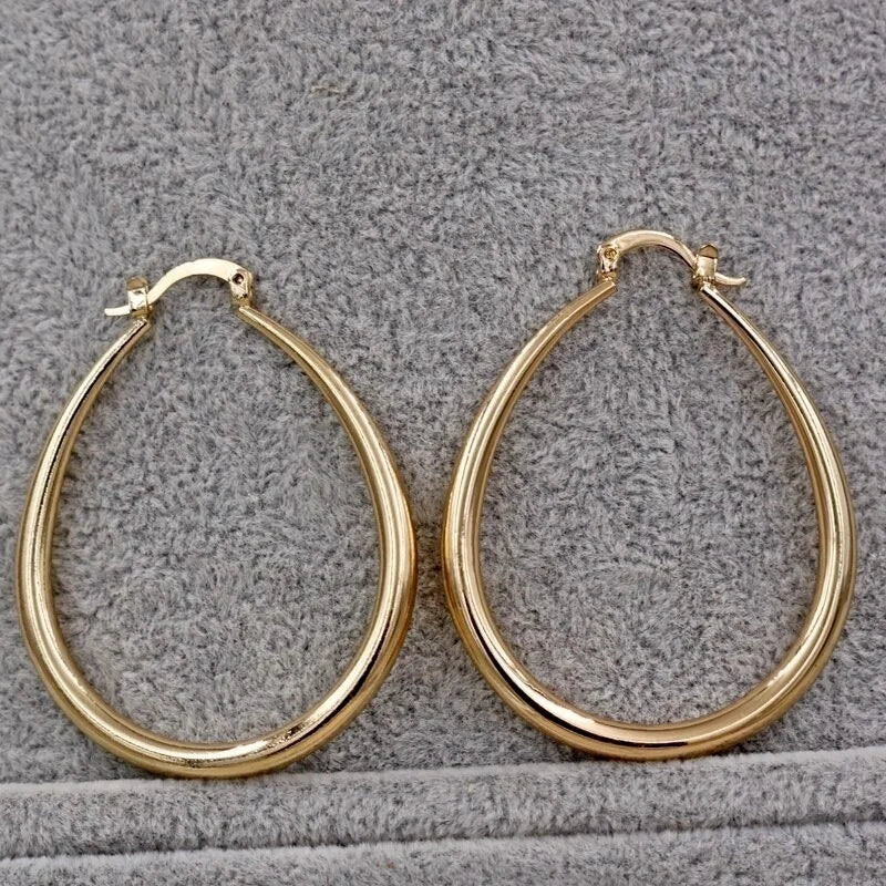 Sparkling Gold-Silver Color Hoop Earrings