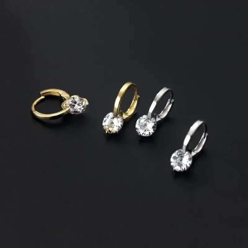 New Fashion Gold Color Round Zircon Simple Drop Dangle Earrings