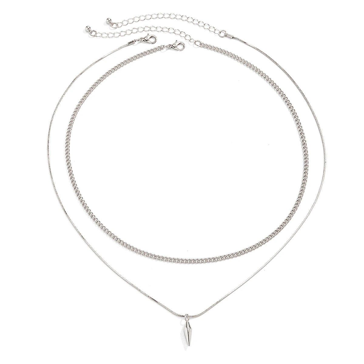 Elegant Kunjoe 2PCS Necklace Cuban Link Chain