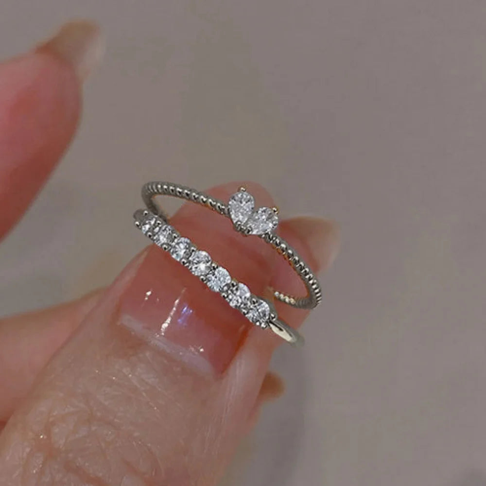 Chic Zircon Heart Rings