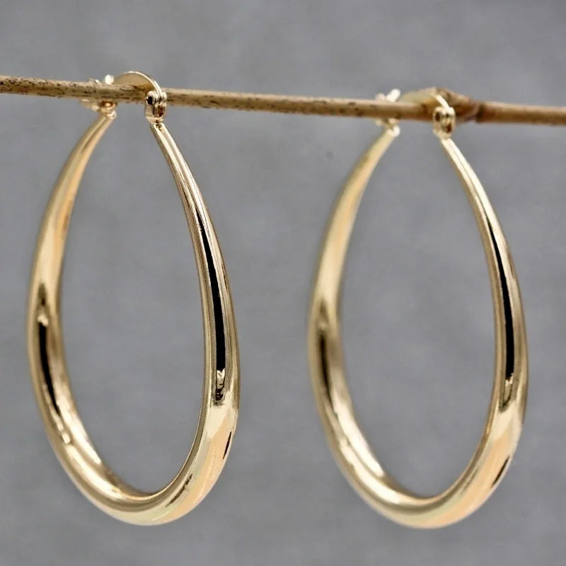 Sparkling Gold-Silver Color Hoop Earrings