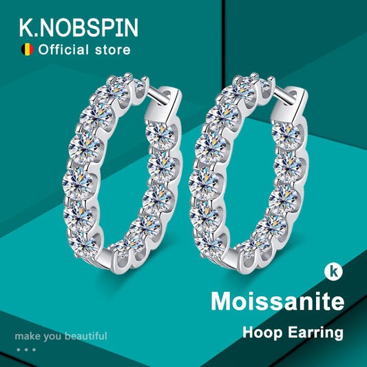 2.6ct Moissanite Earring - White Gold Plated Hoop Earring