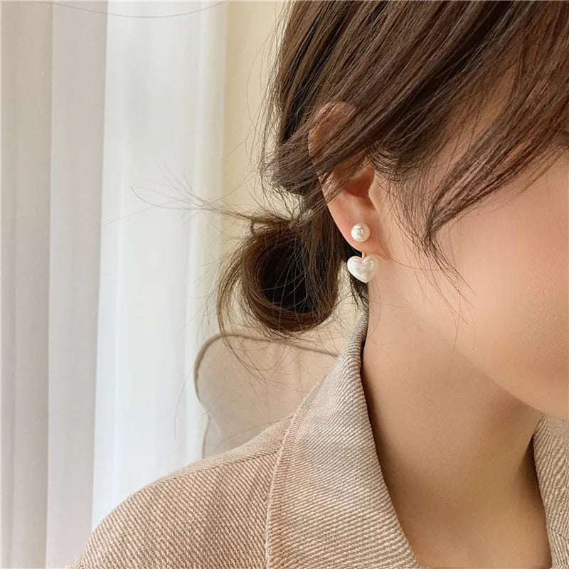 New Fashion Heart Pearl Earrings Elegant Drop