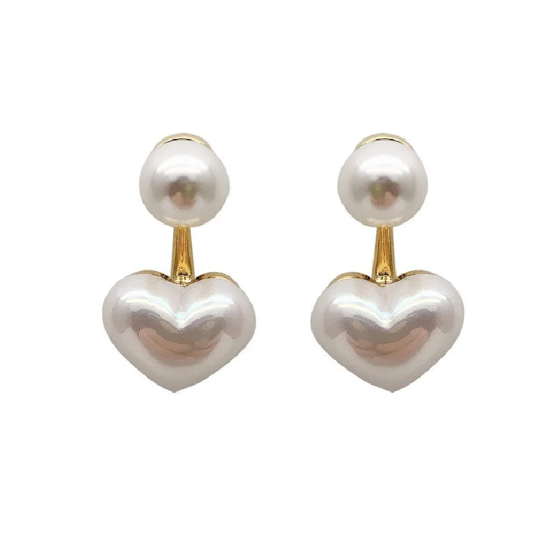 New Fashion Heart Pearl Earrings Elegant Drop
