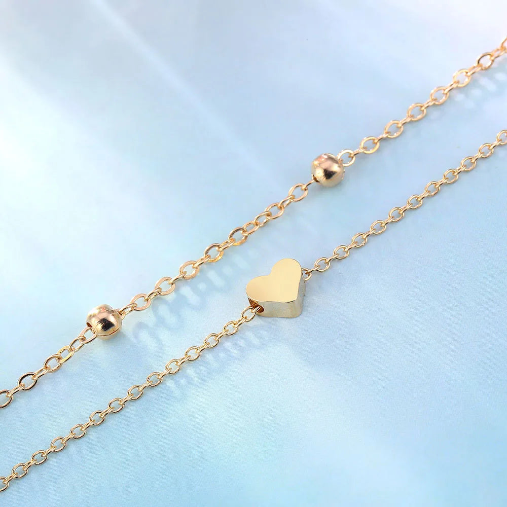 Fine Layered Heart Anklet