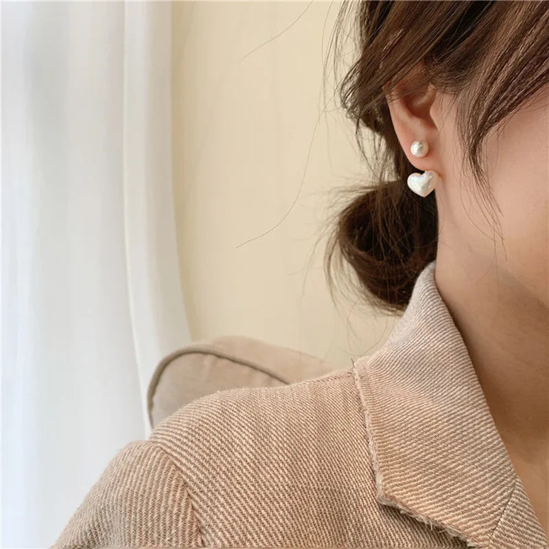 New Fashion Heart Pearl Earrings Elegant Drop