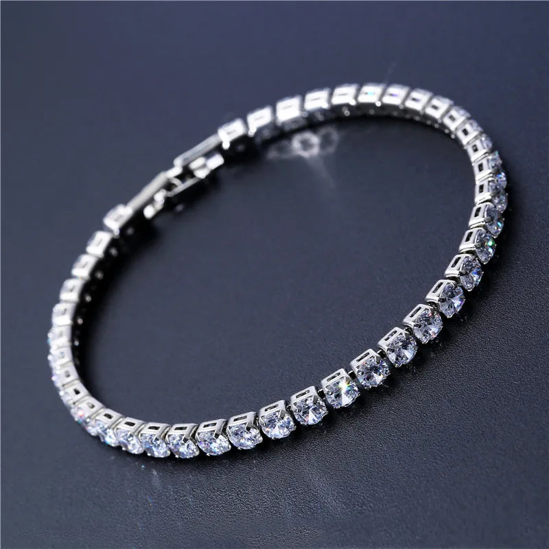 Luxury Tennis Bracelets  4mm Cubic Zirconia Crystal Gold or Silver