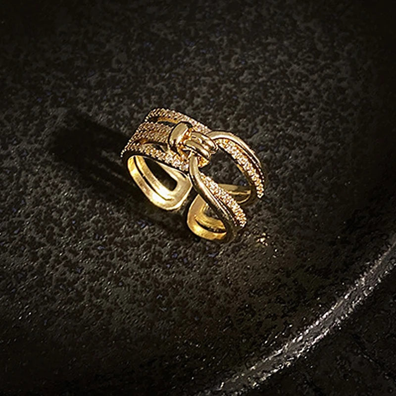 Geometric Rings Stainless Steel Gold Color