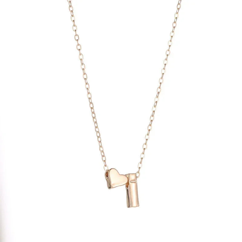 Sophisticated Sumeng Fashion Tiny Heart Dainty Initial Necklace - Gold/Silver Color