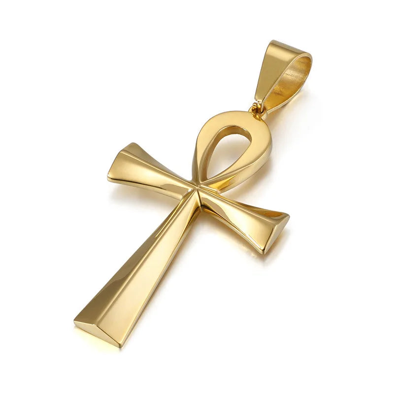 Ancient Egyptian Ankh Cross Charm Necklaces Gold Silver Color