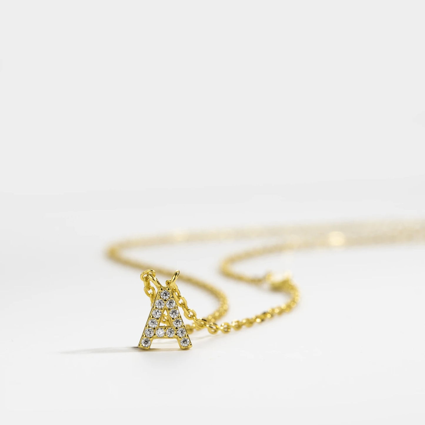 Personalized Style Small 26 Letters A-Z Zircon CZ Pendant Monogram Necklace