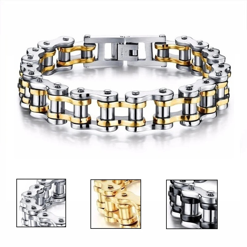 Stainless Steel Biker Chain Bracelet: Embrace Rugged Elegance