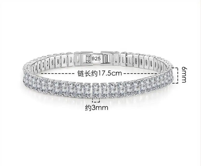 Solid 18K 14K Gold Moissanite Tennis Bracelet D VVS1 Round 925 Sterling Silver Luxury B