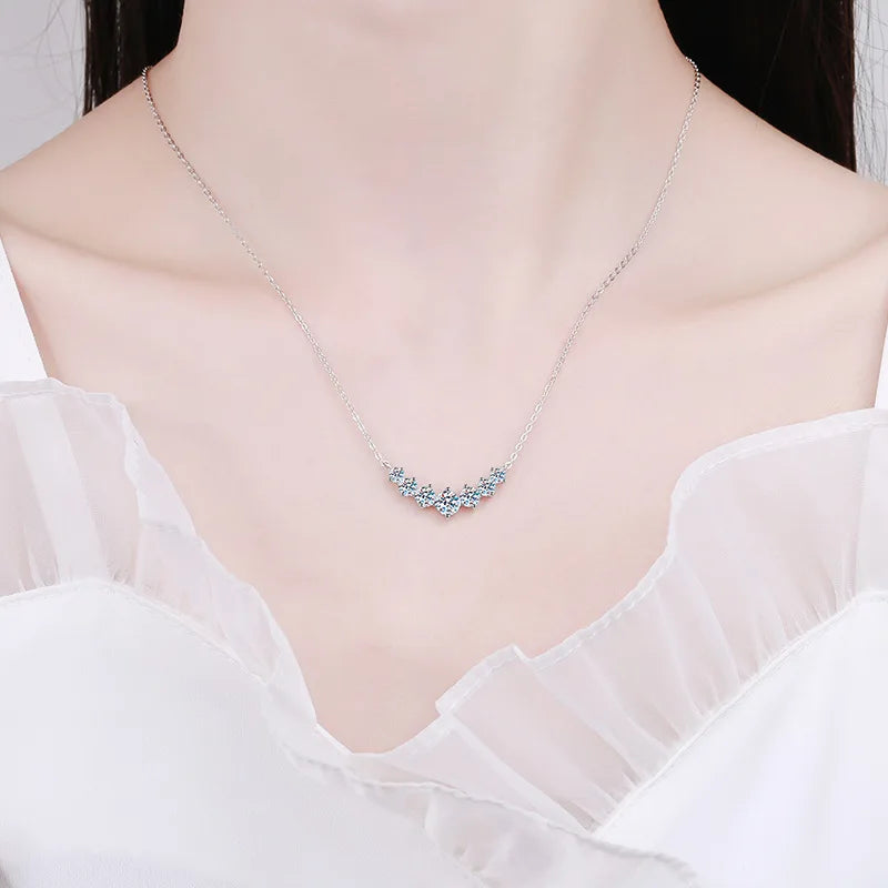 Moissanite Necklace Certified Silver Plated 18K White Gold