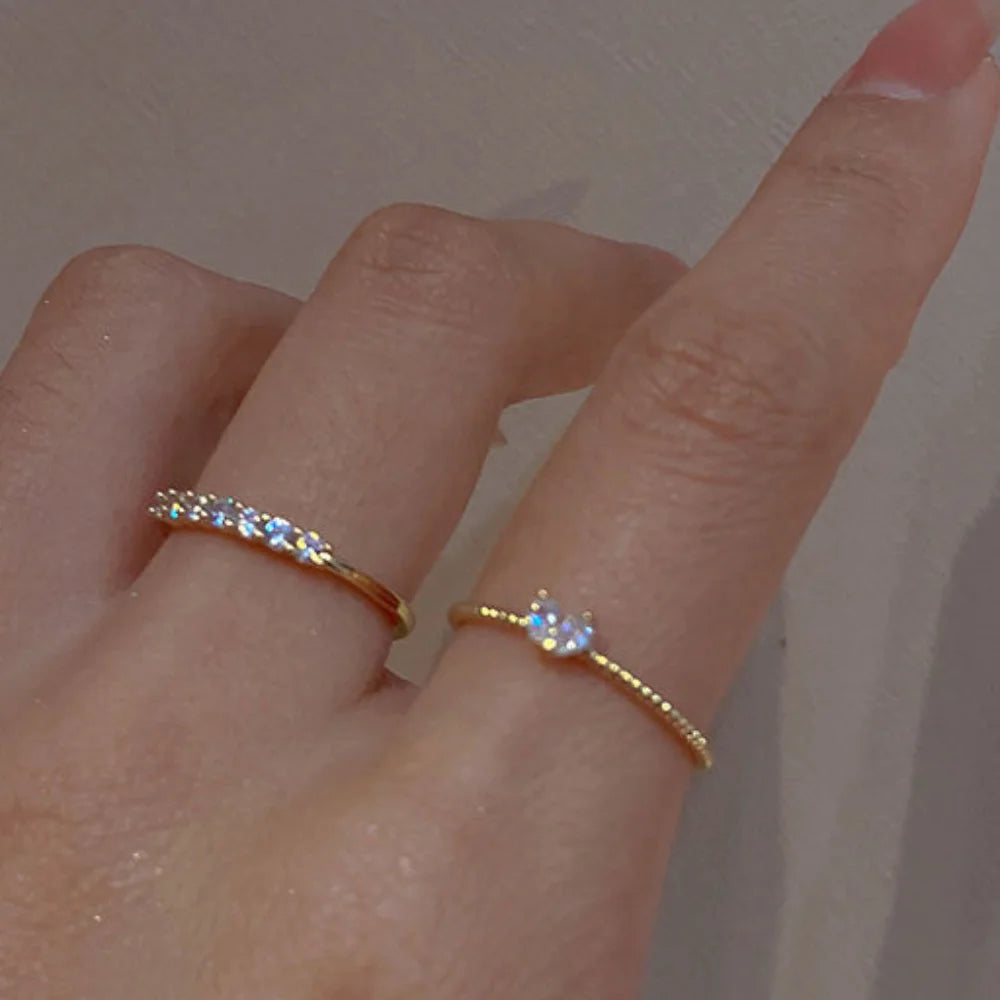 Chic Zircon Heart Rings
