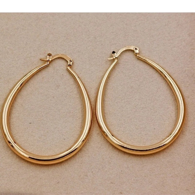 Sparkling Gold-Silver Color Hoop Earrings
