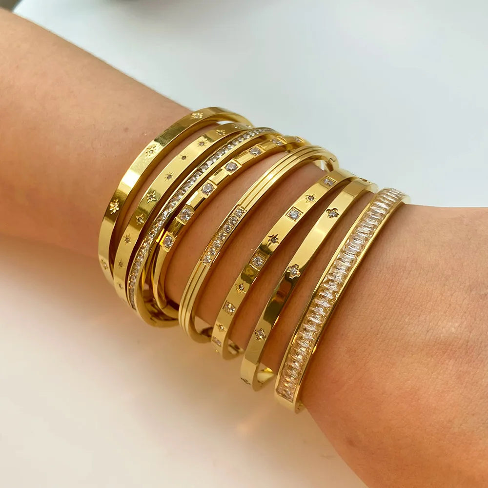 Waterproof Cubic Zirconia Stainless Steel Bracelets