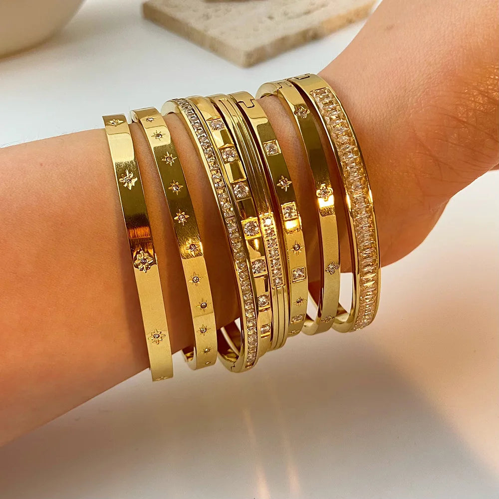 Waterproof Cubic Zirconia Stainless Steel Bracelets