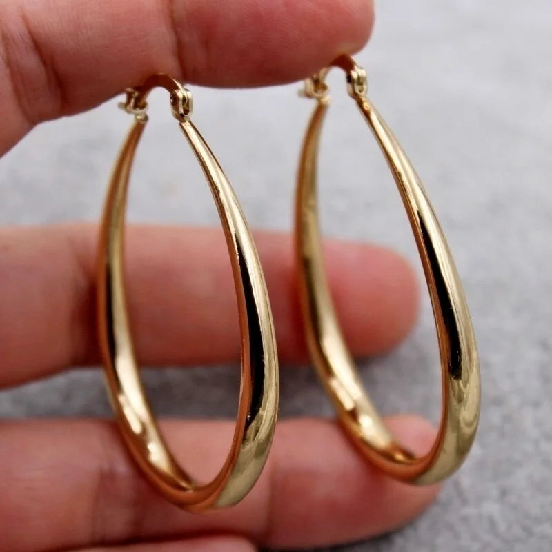 Sparkling Gold-Silver Color Hoop Earrings