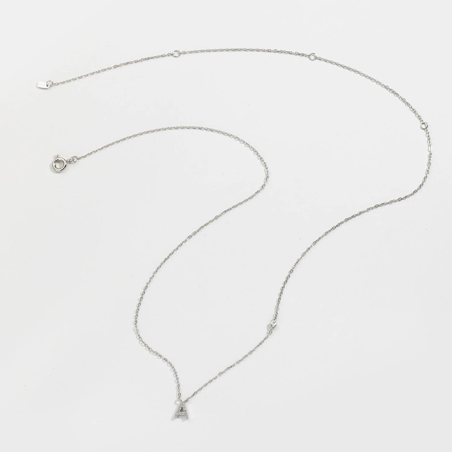 Personalized Style Small 26 Letters A-Z Zircon CZ Pendant Monogram Necklace