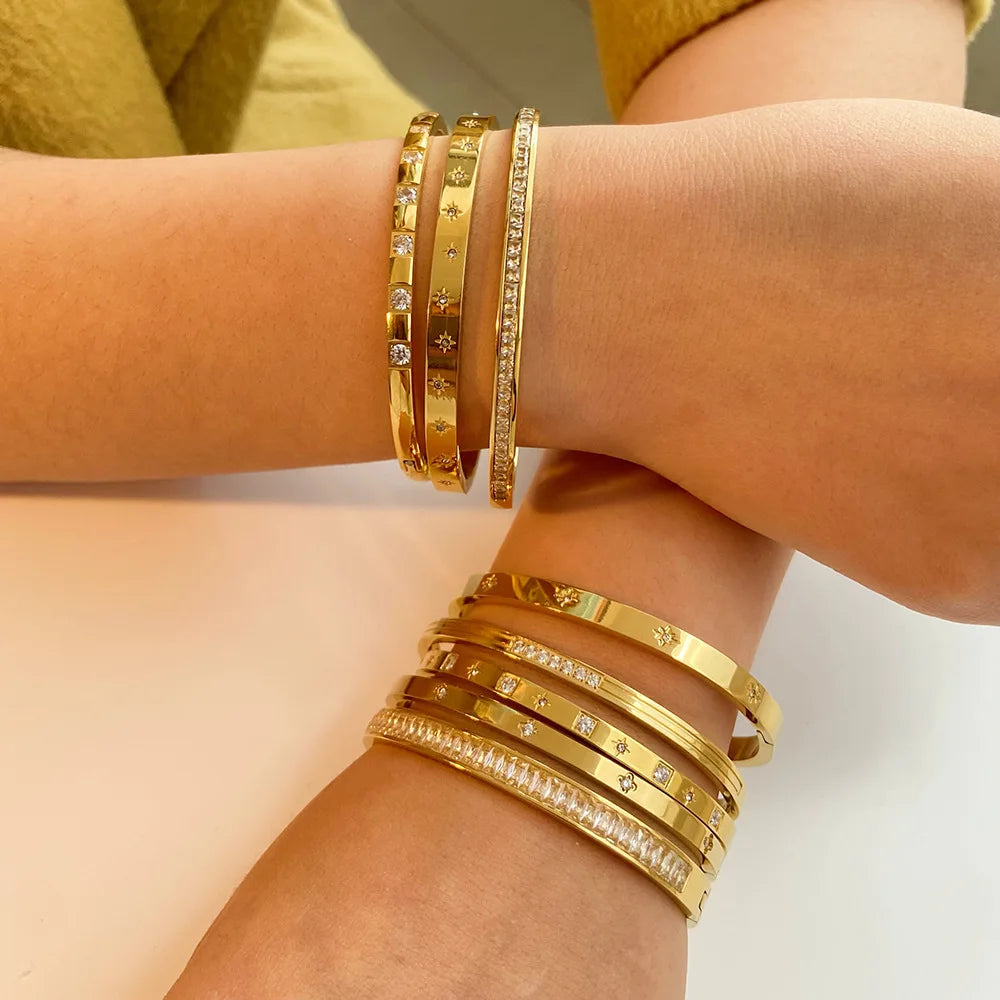 Waterproof Cubic Zirconia Stainless Steel Bracelets