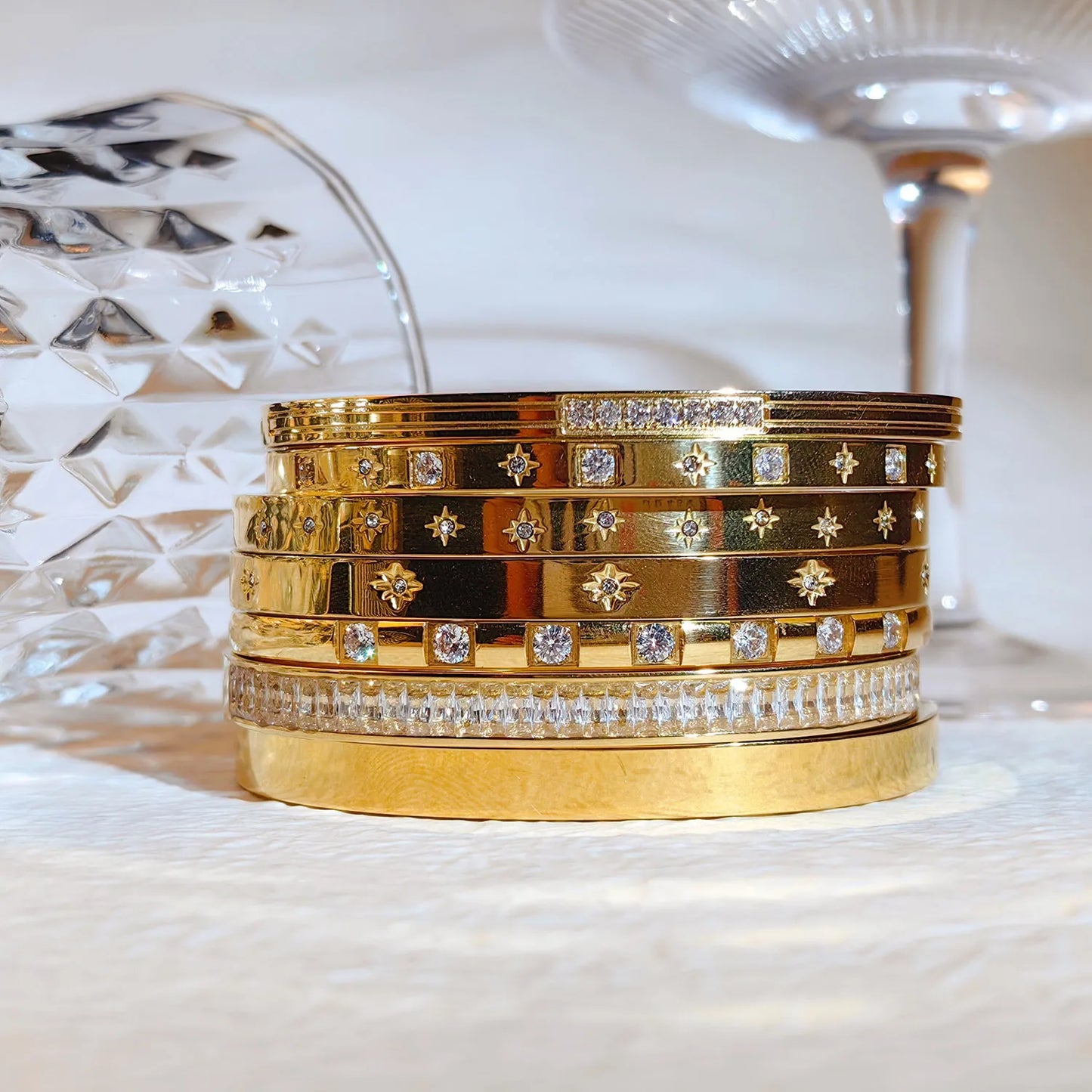 Waterproof Cubic Zirconia Stainless Steel Bracelets