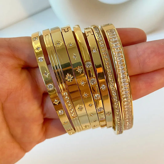 Waterproof Cubic Zirconia Stainless Steel Bracelets