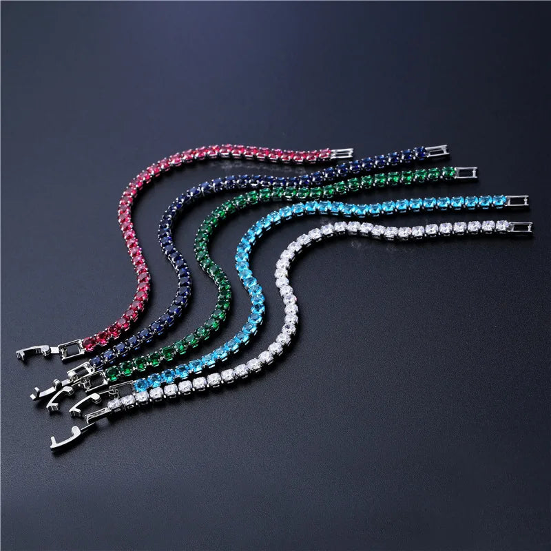Luxury Tennis Bracelets  4mm Cubic Zirconia Crystal Gold or Silver