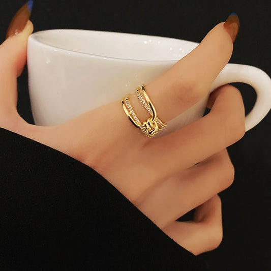 Geometric Rings Stainless Steel Gold Color