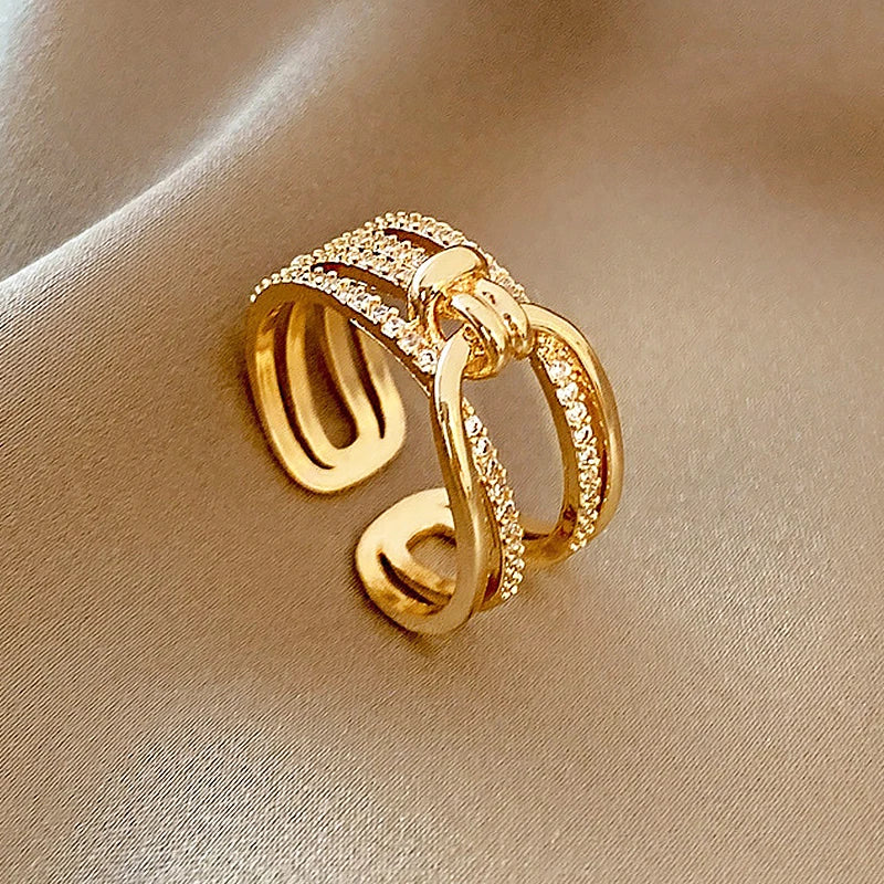 Geometric Rings Stainless Steel Gold Color
