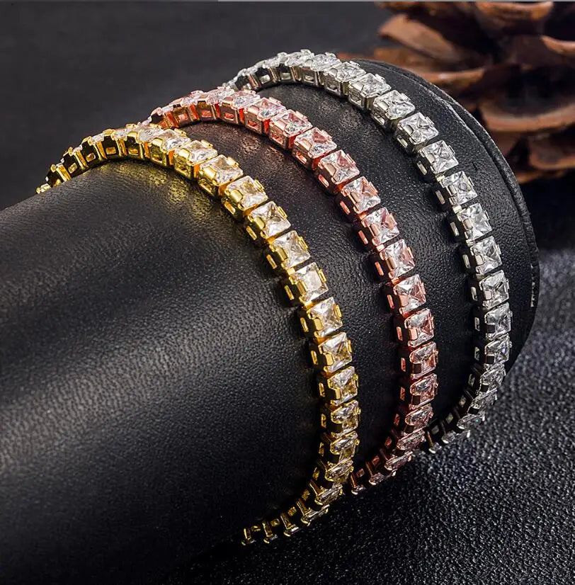 Solid 18K 14K Gold Moissanite Tennis Bracelet D VVS1 Round 925 Sterling Silver Luxury B