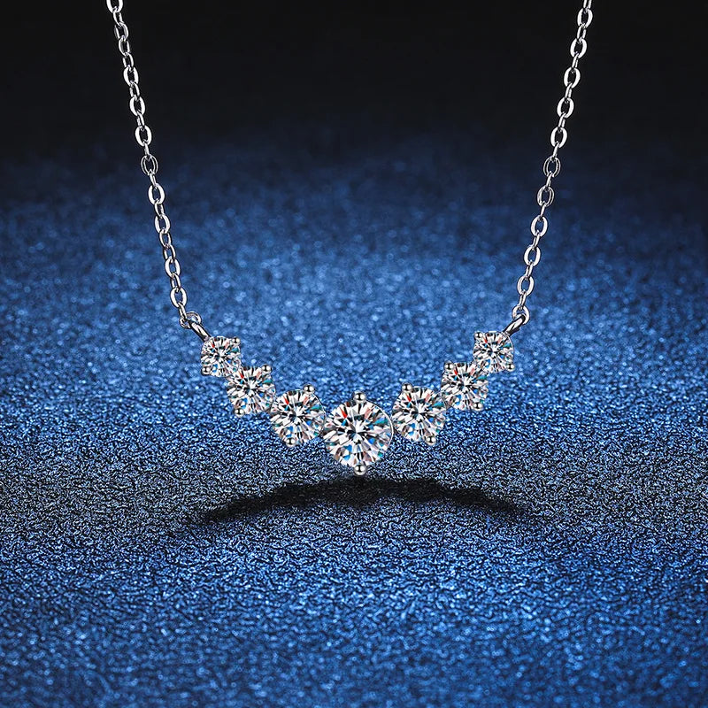 Moissanite Necklace Certified Silver Plated 18K White Gold