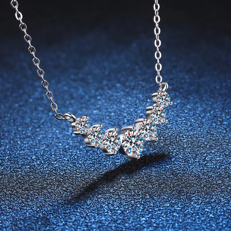 Moissanite Necklace Certified Silver Plated 18K White Gold