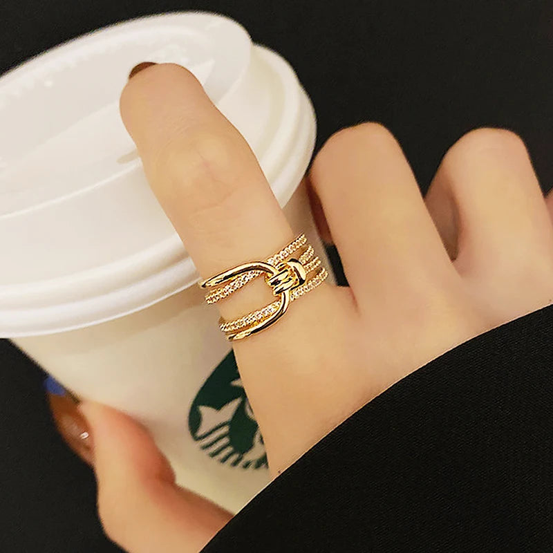 Geometric Rings Stainless Steel Gold Color