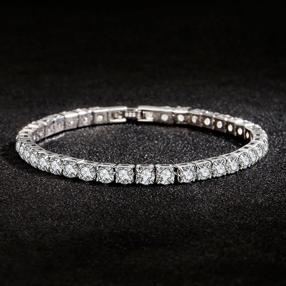 Luxury Tennis Bracelets  4mm Cubic Zirconia Crystal Gold or Silver
