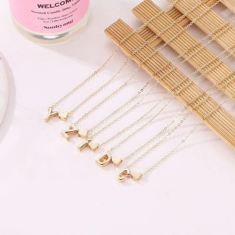 Sophisticated Sumeng Fashion Tiny Heart Dainty Initial Necklace - Gold/Silver Color