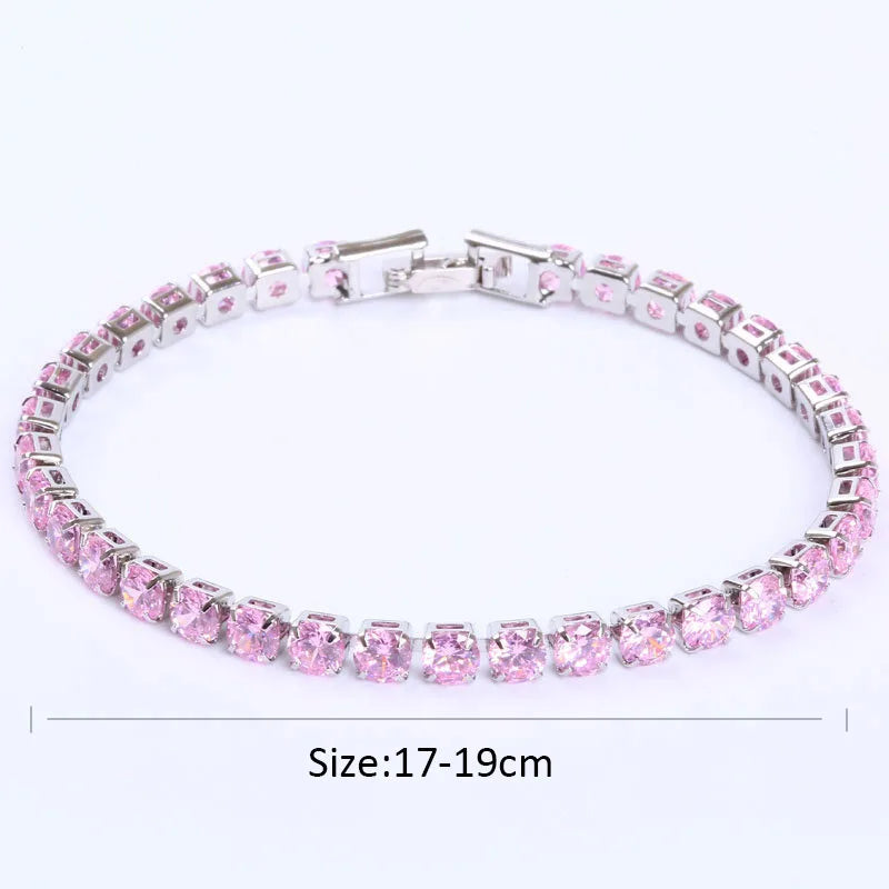 Luxury Tennis Bracelets  4mm Cubic Zirconia Crystal Gold or Silver