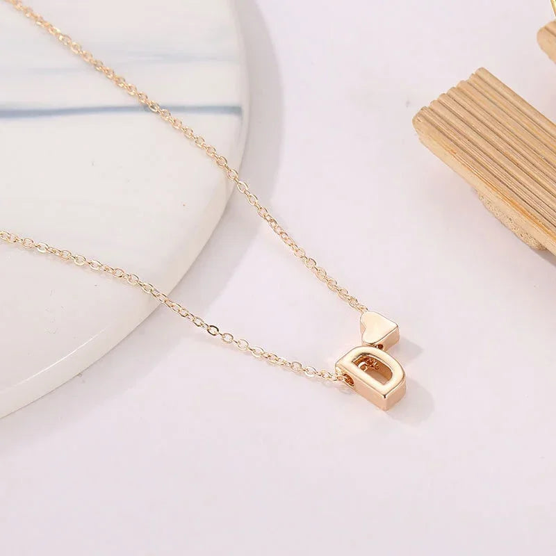 Sophisticated Sumeng Fashion Tiny Heart Dainty Initial Necklace - Gold/Silver Color